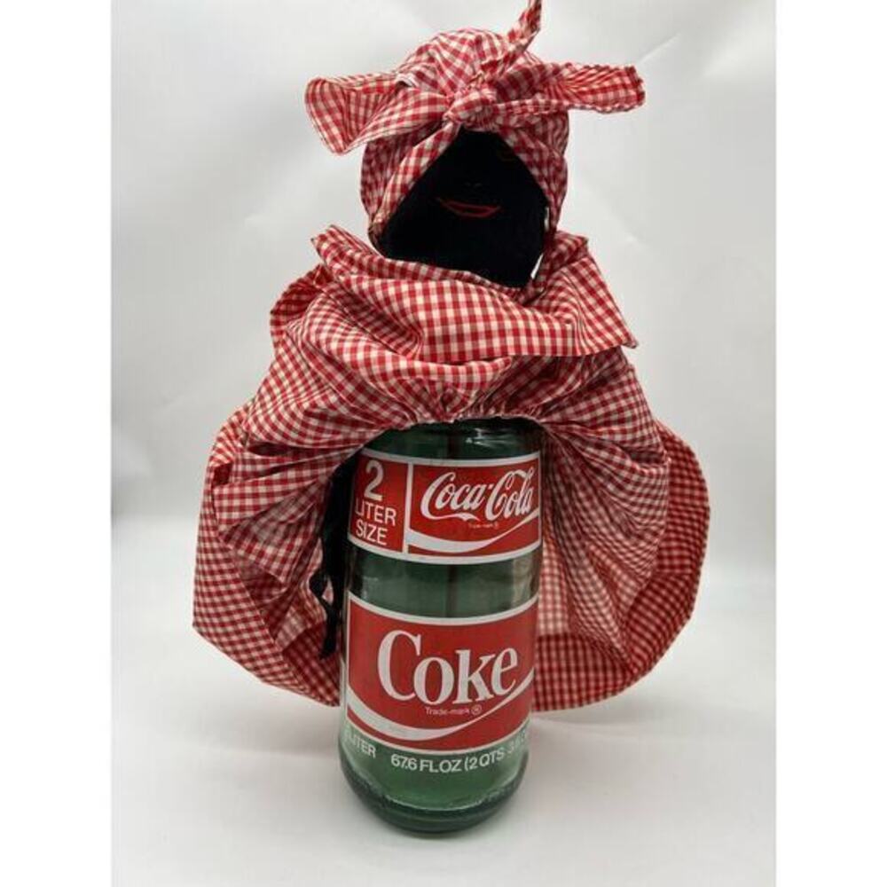 Handmade 16” African American Vintage Rag Doll Cloth On 70’s Coca Cola Bottle